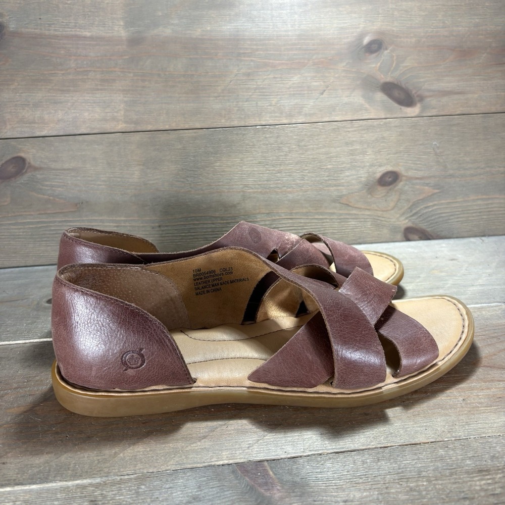 born ithica womens size 10 shoes brown leather slip on comfort sandals - Picture 2 of 9
